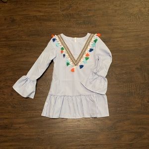 Pin stripe frilly little girls dress